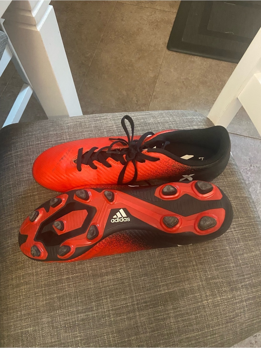 adidas Men’s Red and Black Athletic Cleats - Picture 4 of 5